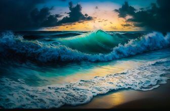 ocean blue sunset painting