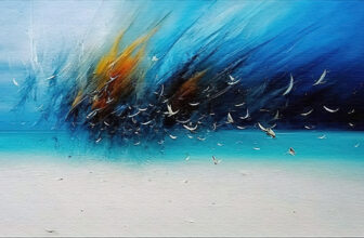 seagulls ocean painting