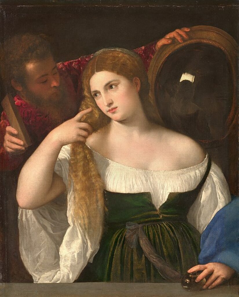 Woman with a Mirror Renaissance Painting of Woman