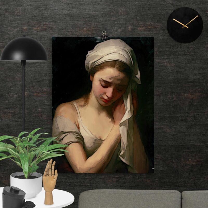 Portrait Painting Oil Digital On Canvas : Suffering in Silence, Large Fine Art Prints For Sale