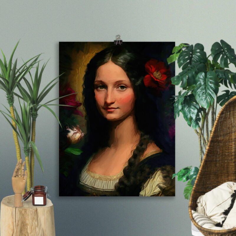 Portrait Painting Oil Digital On Canvas Lisa Gherardini, Large Fine Art Prints For Sale