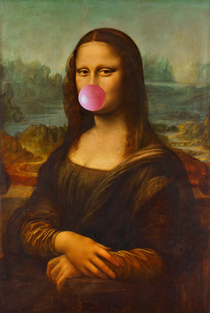 Mona lisa blowing bubblegum 1 monalisa blowing bubblegum