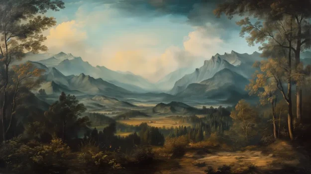 Landscape antique oil painting