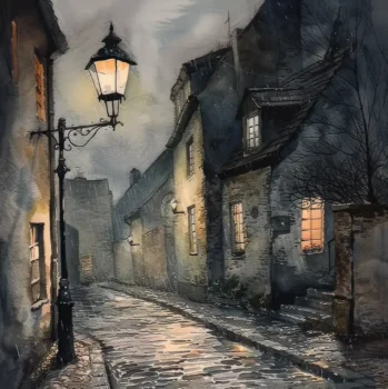 Old Village Alley Painting