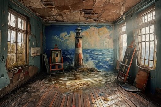 abandon buiding oil painting