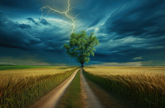 Country road farm field