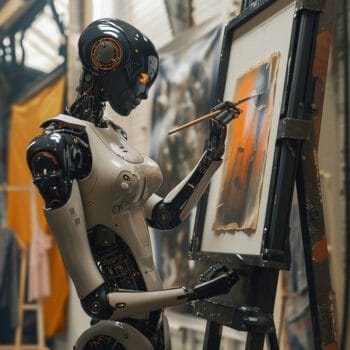 Robot painting in canvas