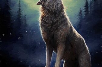 wolf howling painting