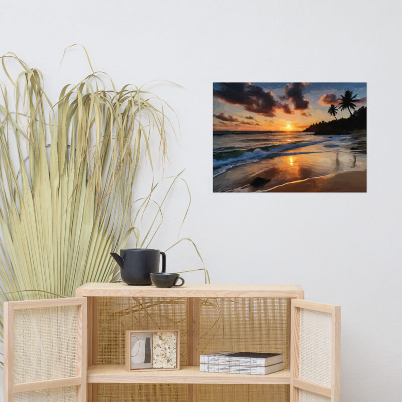 Tropical Sunset Oil Painting digital on canvas fine art print for sale