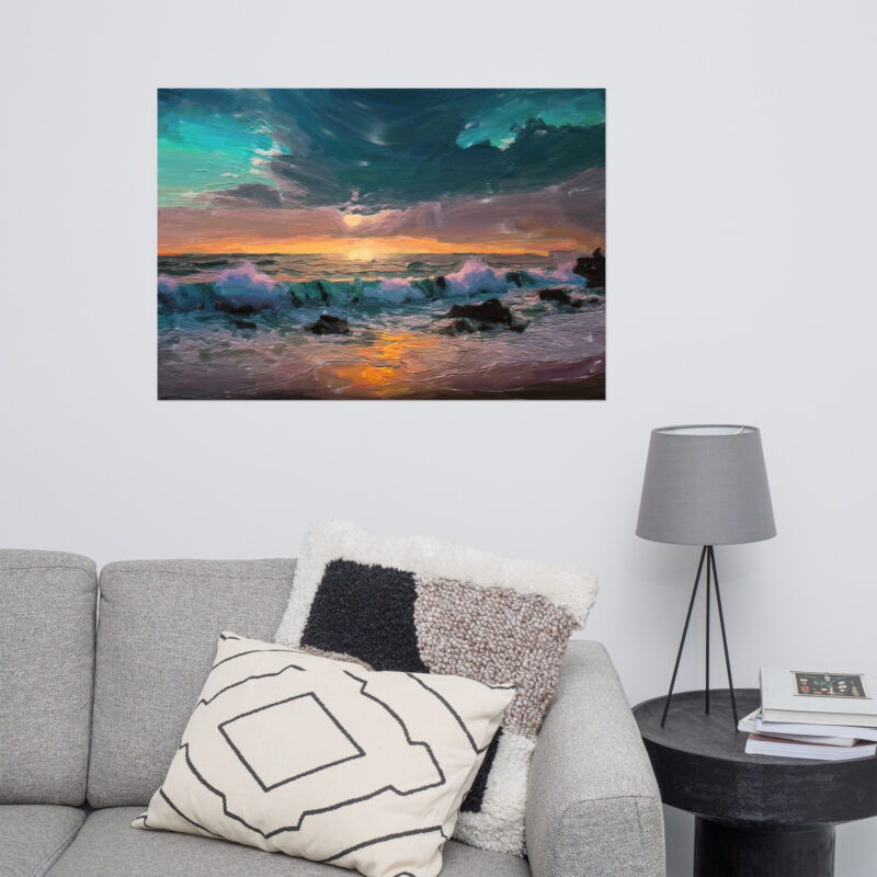 Beach Ocean Sunset Oil Painting