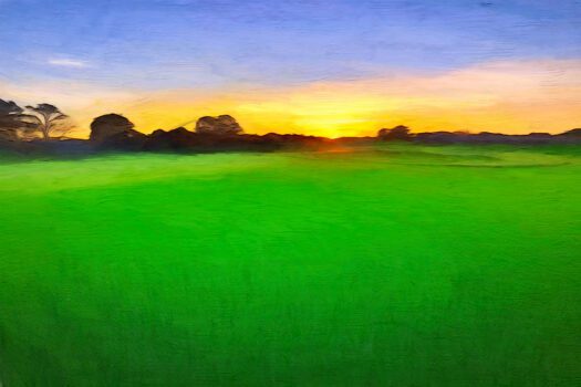 Sunset Over Greenfields Painting