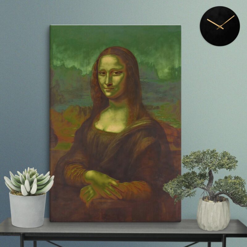 Mona Lisa Art Print on Canvas Painting Reproduction Bronze Texture