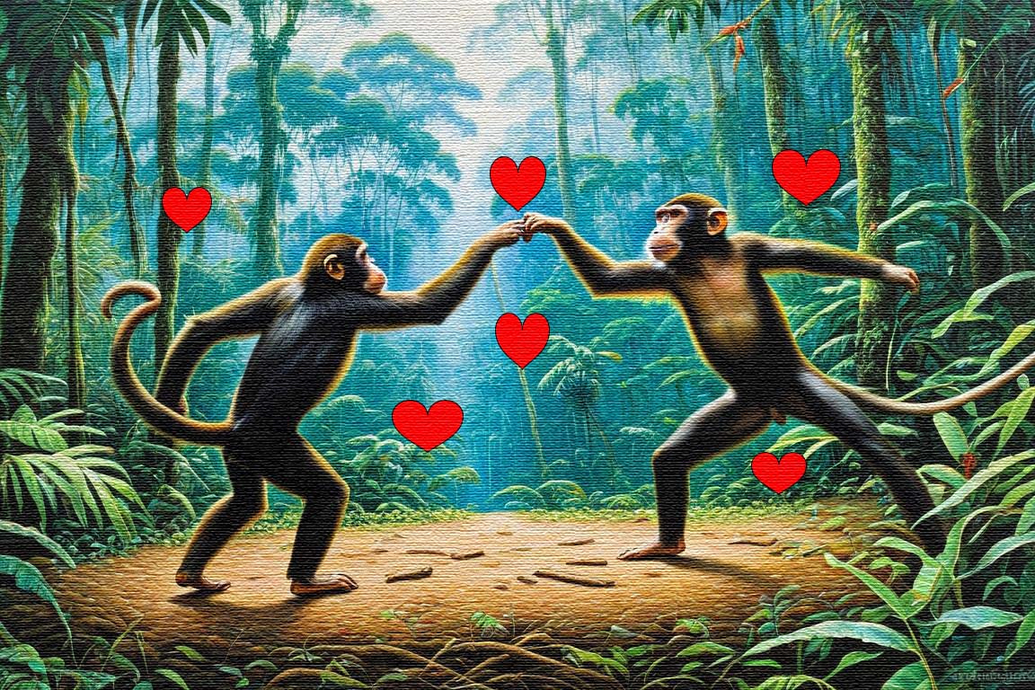 2 Monkey Dancing In The Amazon Forest 2 Monkey Dancing In The Amazon Forest