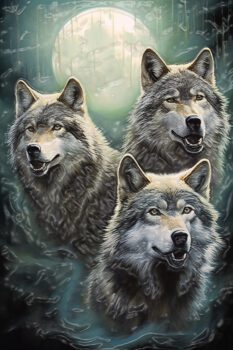 3 wolf moon painting