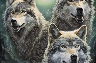 3 wolf moon painting