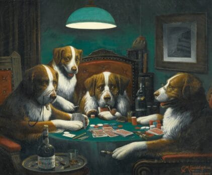 Dogs Playing Poker Painting By Cassius Marcellus Coolidge