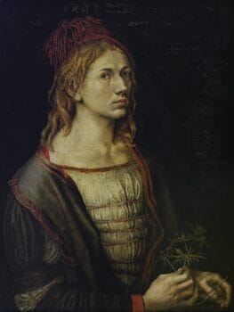 Portrait of the Artist Holding a Thistle Painting