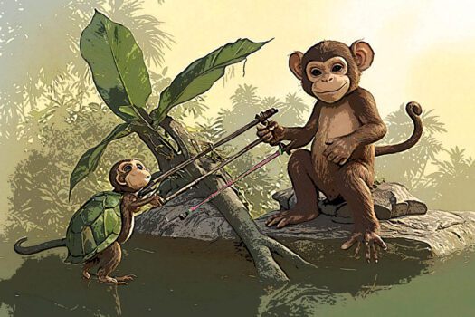The Proud Monkey And Wise Turtle