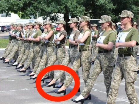 Women soldier wearing sandals