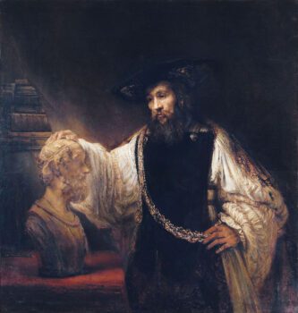 Aristotle with a Bust of Homer Painting by Rembrandt