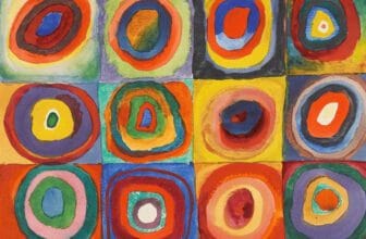 Color Study Squares with Concentric Circles painting