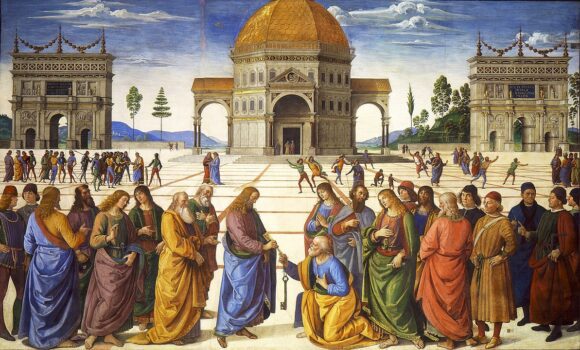 Delivery of the keys painting Pietro Perugino