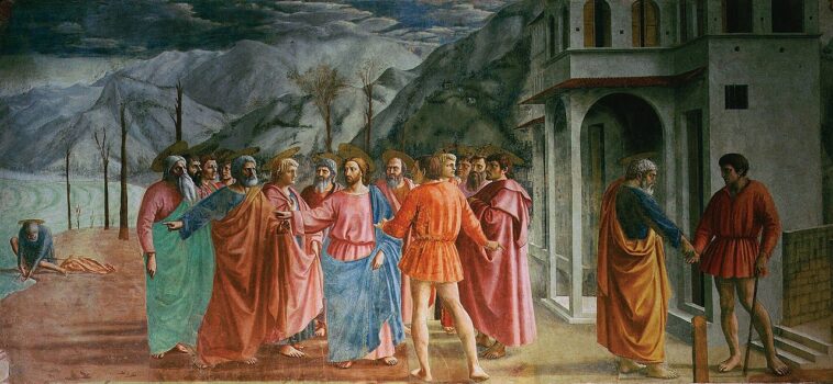 The Tribute Money painting Fresco by Masaccio