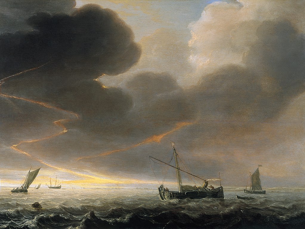 Thunderstorm off the Coast Painting by Simon de Vlieger Thunderstorm off the Coast Painting by Simon de Vlieger