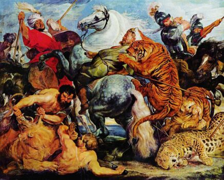 Tiger hunt painting