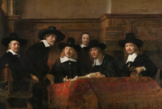 Syndics of the drapers guild painting by rembrandt