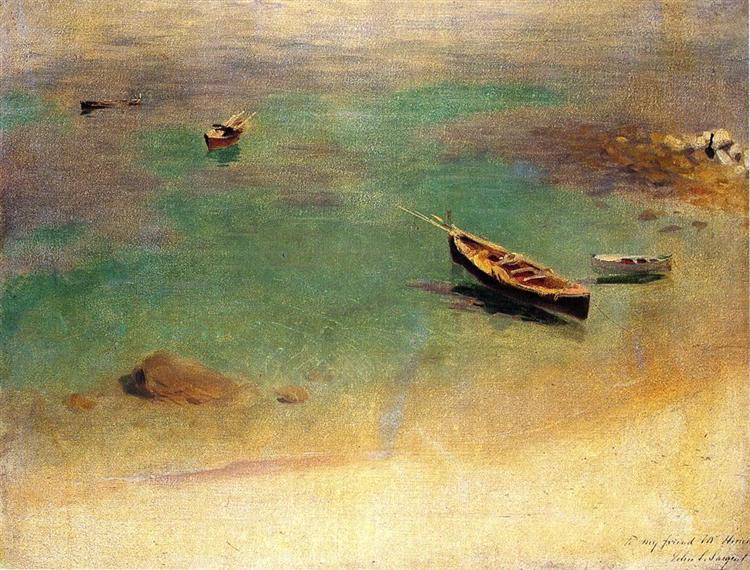 A Boat in the Waters off Capri Painting A Boat in the Waters off Capri Painting