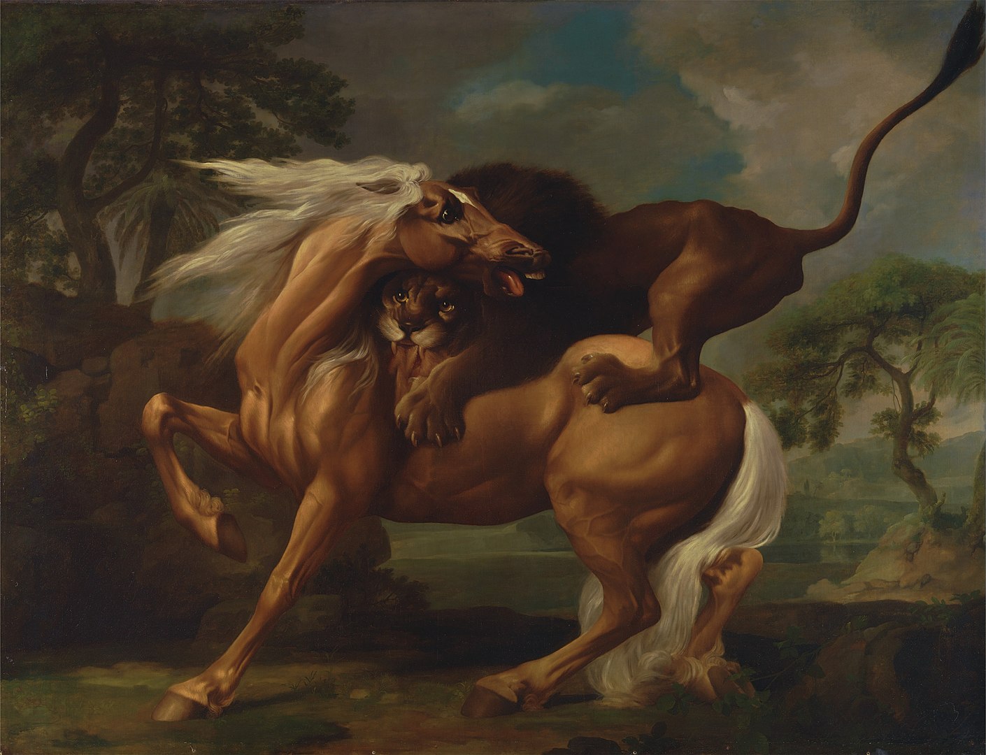 George Stubbs’s Lion Horse Back Biting Painting George Stubbs’s Lion Horse Back Biting Painting