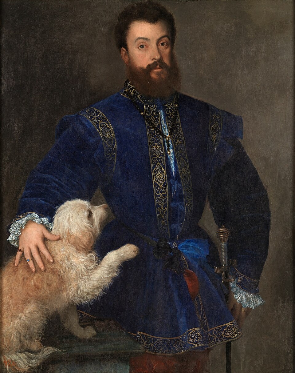 Portrait of Federico II Gonzaga Petting His Dog by Titian Portrait of Federico II Gonzaga Petting His Dog by Titian