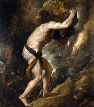 Sisyphus painting by titian