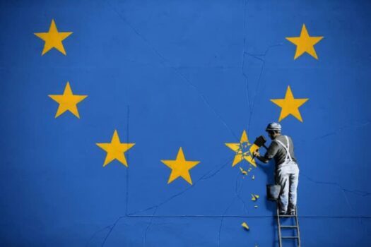 The Banksy Brexit Mural in Dover painting
