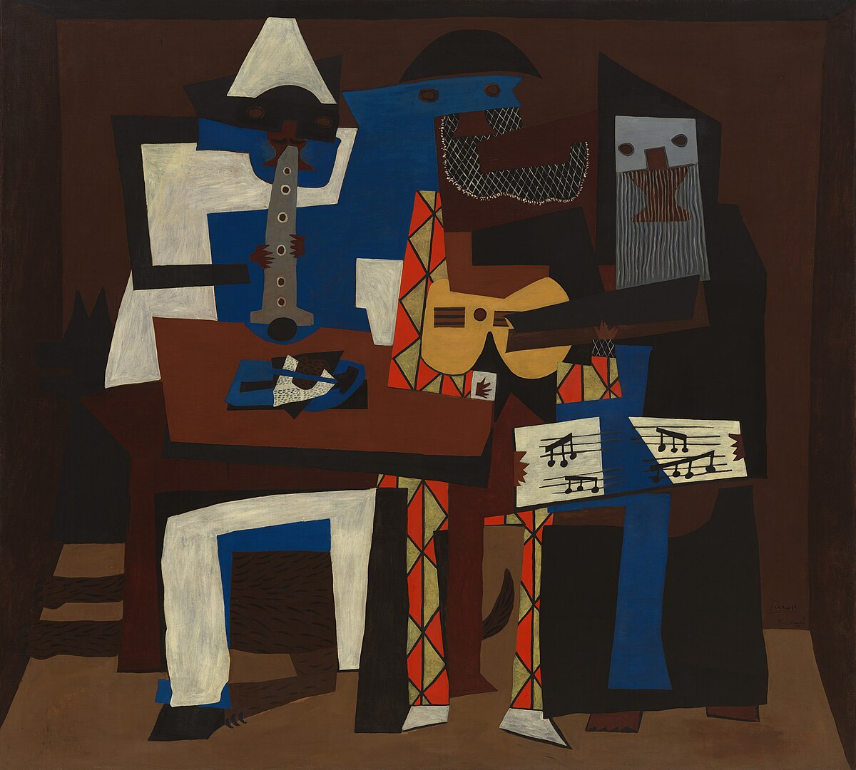 The Monk, Pierrot and Harlequin: Three Musicians Painting The Monk, Pierrot and Harlequin: Three Musicians Painting