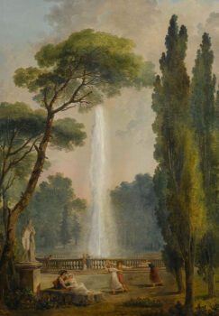 View of a garden with a large fountain Hubert Robert