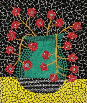 A flower painting by yayoi kusama