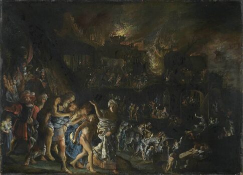 The Burning Of Troy painting by Adam Elsheimer