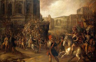 Battle Scene with a Roman Army Besieging a Large City