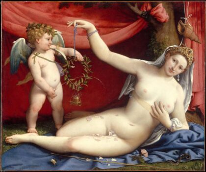 Lorenzo Lotto Venus And Cupid Painting
