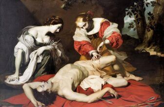 Saint Sebastian Tended by Saint Irene Baroque Painting