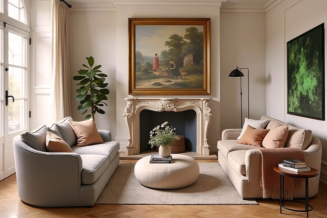 Old Meets Modern: Styling Antique Oil Paintings With Modern Art Old Meets Modern: Styling Antique Oil Paintings With Modern Art
