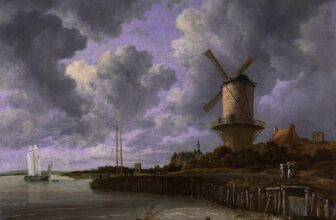 Windmill oil painting