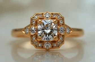 Gold Art Deco Engagement Rings Geometric Halo Settings
