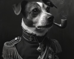 Vintage Art Dog Gallery 35 british jack russel terrier as a general for the british army