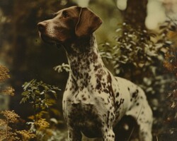 Vintage Art Dog Gallery 30 german shorthair pointer, liver spots all liver colored face, brown eyes