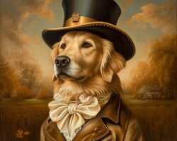 Vintage Art Dog Gallery 49 a victorian style portrait of an anthropomorphic golden retriever