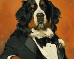 Vintage Art Dog Gallery 48 a vintage bernese mountain dog dressed in a tuxedo