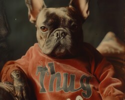 Vintage Art Dog Gallery 41 a vintage poloroid photo from the 1950s of a french bulldog